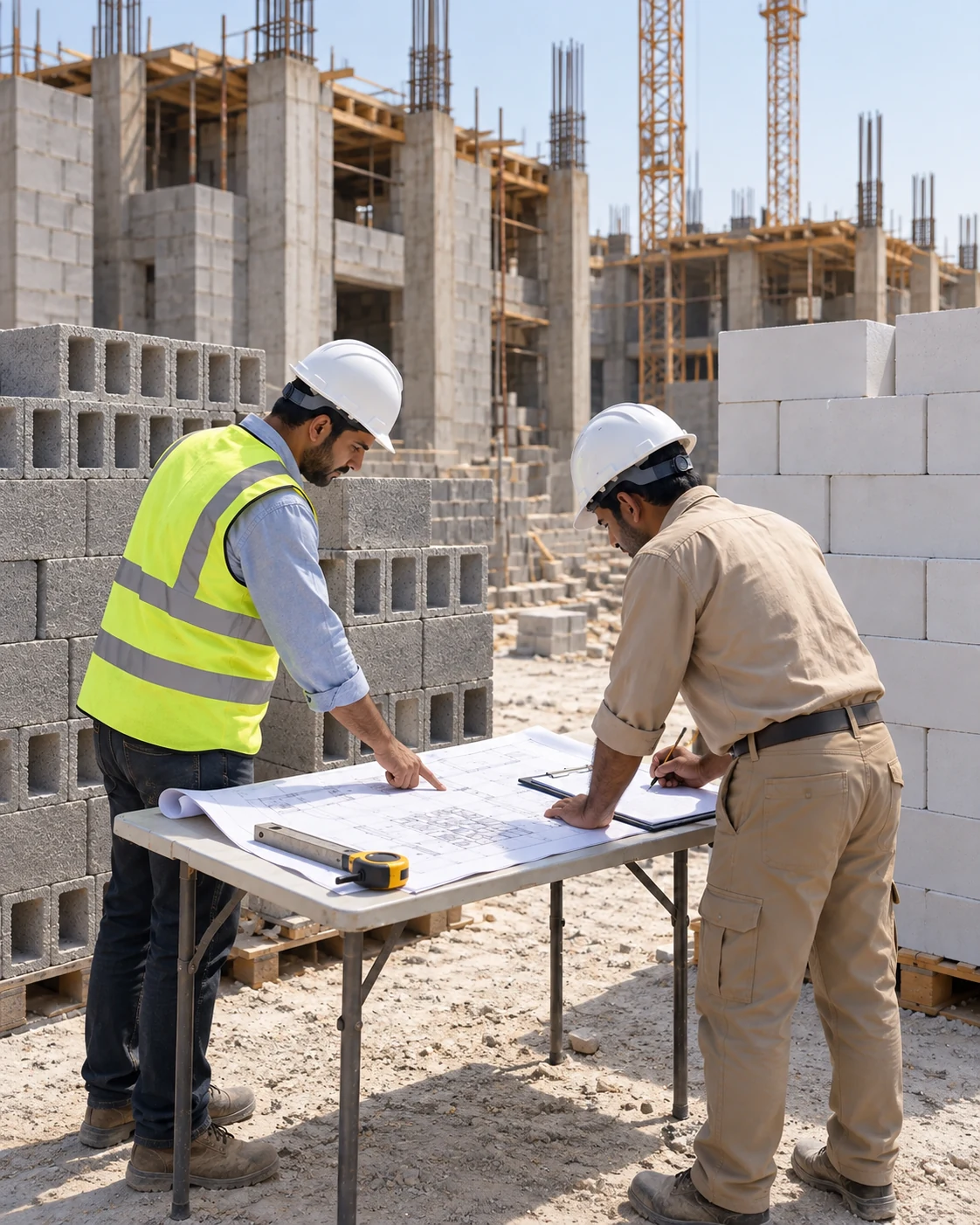Block drawings and BOQ reviewed against sizes, grades and site quantities