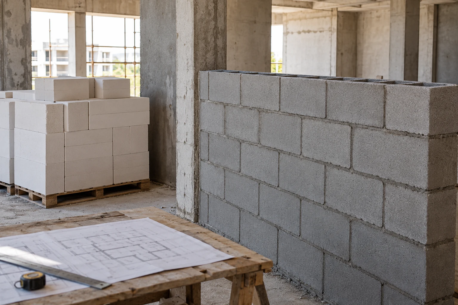 Masonry blocks arranged for wall specification and construction procurement in the UAE