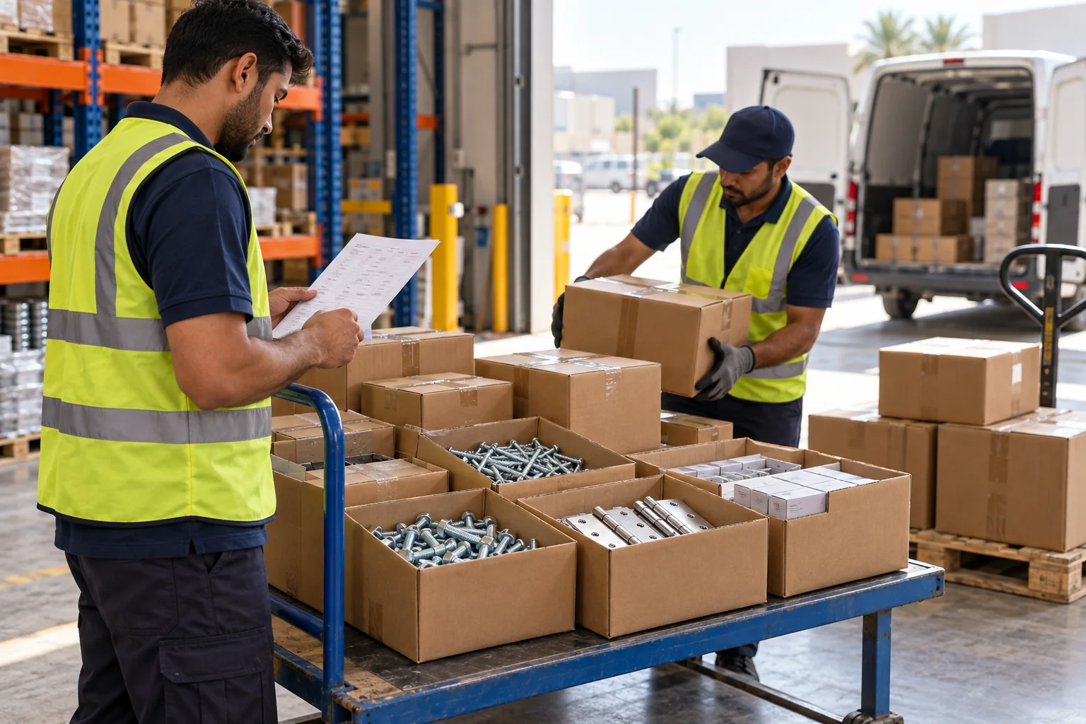 Packed hardware order prepared for collection or delivery in the UAE